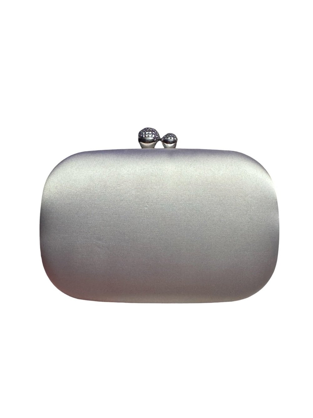 Nina Silver Satin Crystal-Top Evening Clutch, NWT